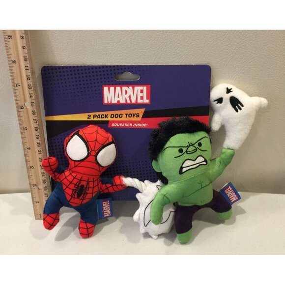 Marvel Halloween Spiderman Web Ghost Hulk Ghost Crinkle Squeak Plush 5" Dog Toy - Picture 2 of 3